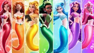   Disney Princesses Glow up into Rainbow Mermaids! Elsa Rapunzel Ariel Transformation