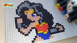 Как рисовать Чудо-женщину по клеточкам в тетради! #41 Wonder Woman - #pixelart