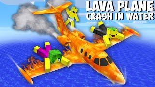 This LAVA PLANE with MY FAMILY CRASHED IN THE OCEAN in Minecraft ! HOW TO SURVIVE ? LAVA VS WATER !