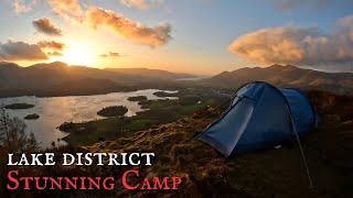 EPIC VIEWS - VERY WINDY WILD CAMPING WITH A DOG - Walla Crag Lake District UK Solo