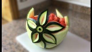 HOW YOU SCULPT A FLOWER IN WATERMELON -  Model 4 By J  Pereira Art Carving