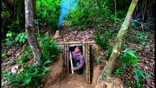 7 Days of surviving alone in the jungle, creating shelter underground