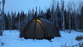 Sub-Zero Hot Tent Winter Camping in Wilderness