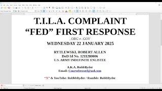 T. I. L. A.  COMPLAINT -- "FED" FIRST RESPONSE