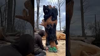 YouTube day 1 #art #chainsawcarving #sculpture #woodcarving #woodworking #bear #artist #spirit