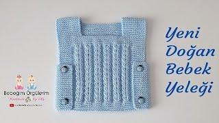 #elifpirenvise #babycrochet Buğday Başağı Yandan Düğmeli Yeni Doğan Bebek Yeleği