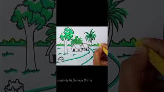 Easy landscape drawing for kids #shortsvideo #shortsfeed #vairalshorts #shorts #youtubeshorts