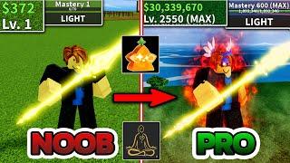 Beating Blox Fruits As Noob Bacoon | Full Gear Human V4 Awakened | Light Awakened In Blox Fruits