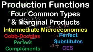 Common Types of Production Functions & Marginal Products | Intermediate Microeconomics