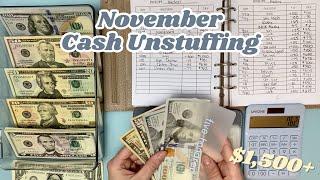 November Cash Envelope Unstuffing || $1,500 Spending in First 2 Weeks of November!