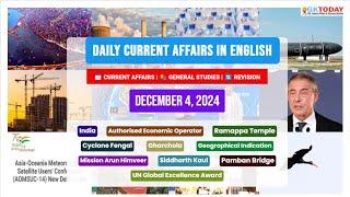 4 December, 2024 |Current Affairs Today |Top MCQs with Static GK & Detailed Revision by GKTODAY 