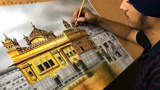 Golden temple drawing by ekam art