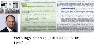 Werbungskosten aus nichtselbstständiger Arbeit § 19 EStG Teil II im Lernfeld 4