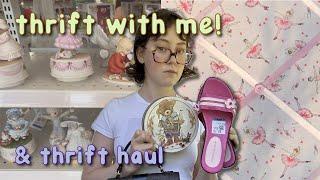 THRIFT WITH ME + THRIFT HAUL  aesthetic thrifting vlog  cottagecore, coquette, pinterest