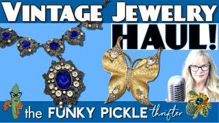 BEAUTIFUL Vintage Jewelry Haul Crown Trifari 18k Gold + MORE Thrift Store Finds!