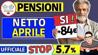 PENSIONI, CIRCOLARE AUMENTI APRILE +84 EURO con ARRETRATI IRPEF  UFFICIALE INPS RIVALUTAZIONE 5,4%