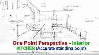 How to Draw One Point Perspective  from Plan (Accurate) #DrawKitchen #GibPal