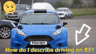 How do I describe driving a Fiesta R5 rally car?