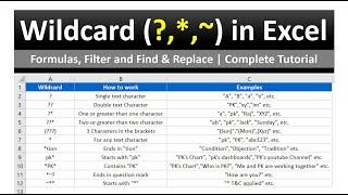 Wildcard in Microsoft Excel| Use in Formulas, Filters and Find & Replace | Complete tutorial