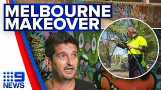 Push to remove all graffiti in Melbourne CBD in two-week blitz | 9 News Australia