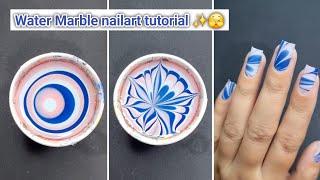 Simple Water Marble Nailart tutorial || Water Marble nails at Home || Easy Nailart at Home ||