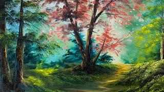 Free Lesson | Landscape Painting Tutorial | Magical Forest Oil Painting | Paintings By Justin