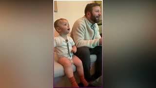 Boy Imitates His Dad While Watching Football Match || Viral Videos