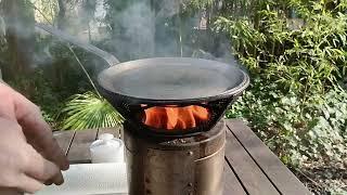 Restoring Rusty Carbon Steel Pan + Seasoning On DIY Wood Gasifier Stove