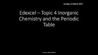 EDEXCEL Topic 4 Inorganic Chemistry and the Periodic Table REVISION