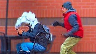 Throwing Snowballs at People Prank Part 3