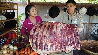 Brother and sister Cook Beef ribs with country style - Enjoy Country Life