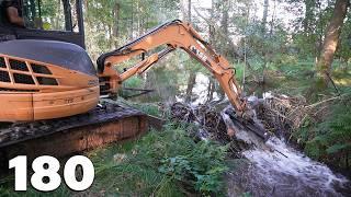 Beaver Dam Removal With Excavator No.180 - Peaceful Work In The Forest