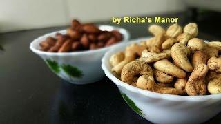 How to roast Kaju/Badam at home/ Roasted cashew/Roasted Almonds/tea time snacks/ kaju in microwave​