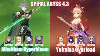 C0 Alhaitham Furina Hyperbloom & C0 Yoimiya Chevreuse Overload | Spiral Abyss 4.3 | Genshin Impact