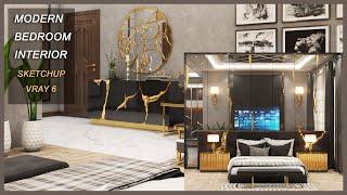 MODERN BEDROOM INTERIOR | SKETCHUP-VRAY6 | Star Studio 3D | Naveed Aslam