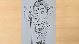 pencil drawing of Baal ganesha || ganpati bappa easy drawing