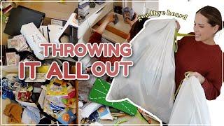 THROWING EVERYTHING OUT IN 2024 / Decluttering, Organizing, & Cleaning! Small Closet Declutter