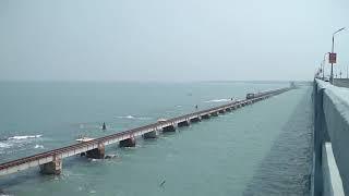 Pamban Bridge train crossing time lapse