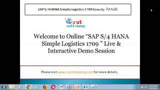 Next It Training :SAP S/4 HANA Simple Logistics 1709 Demo Session