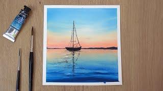 How To Paint a Boat Sunset | Watercolor Painting Tutorial