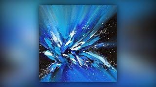 Easy Abstract Painting Techniques / Acrylics / Palette Knife / Blue / Demo #028