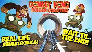 The New DONKEY KONG Mine Coaster Jumps Tracks!! POV