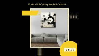 Modern Mid-Century Inspired Canvas Print Boho Wall Art Unframed Abstract Mid Century Boho Bauhaus...