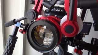 Modified Rainbow 11.5-69mm f1.4 TV Zoom Lens with zip gears on GH2 custom shoulder rig