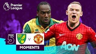 Top 5 Norwich City v Manchester United Premier League Moments | Rooney, Jerome, Martial