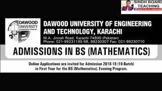 Admission in BS Mathematics in Dawood University Karachi 2018-2019