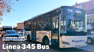 Line 345 Bus Sagalés - Spain - Complete trip