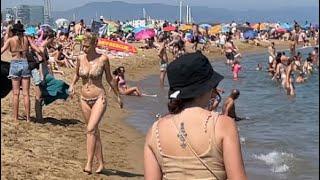 Barcelona Beach Walking Tour Platja Barceloneta Beach Life July 2022