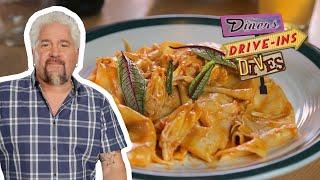 Guy Fieri Eats King Crab Pappardelle | Diners, Drive-Ins and Dives | Food Network