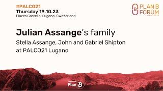 Julian Assange’s family - Stella Assange, John and Gabriel Shipton - at PALCO21 Lugano, Switzerland